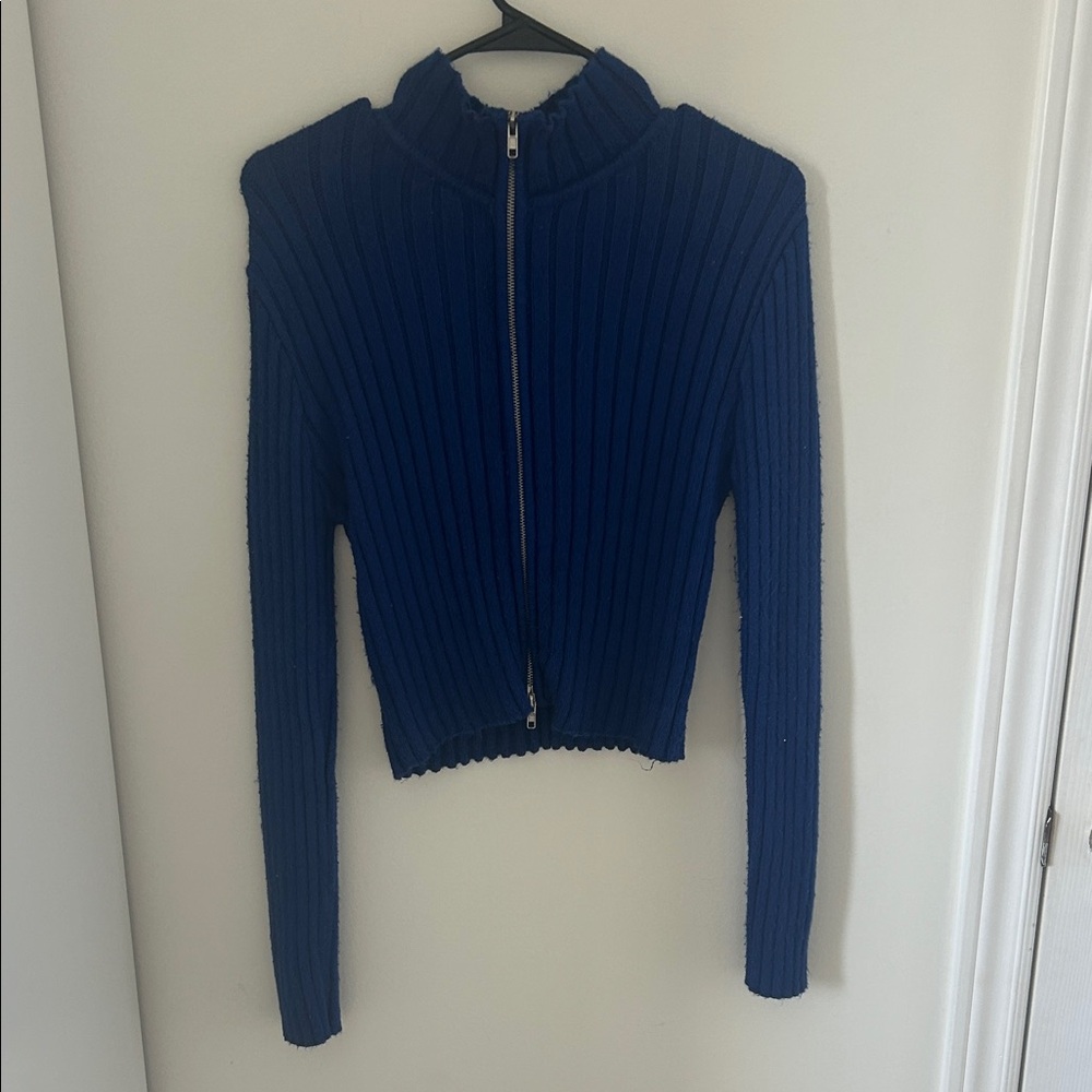 Garage Blue Ribbed Sweater
